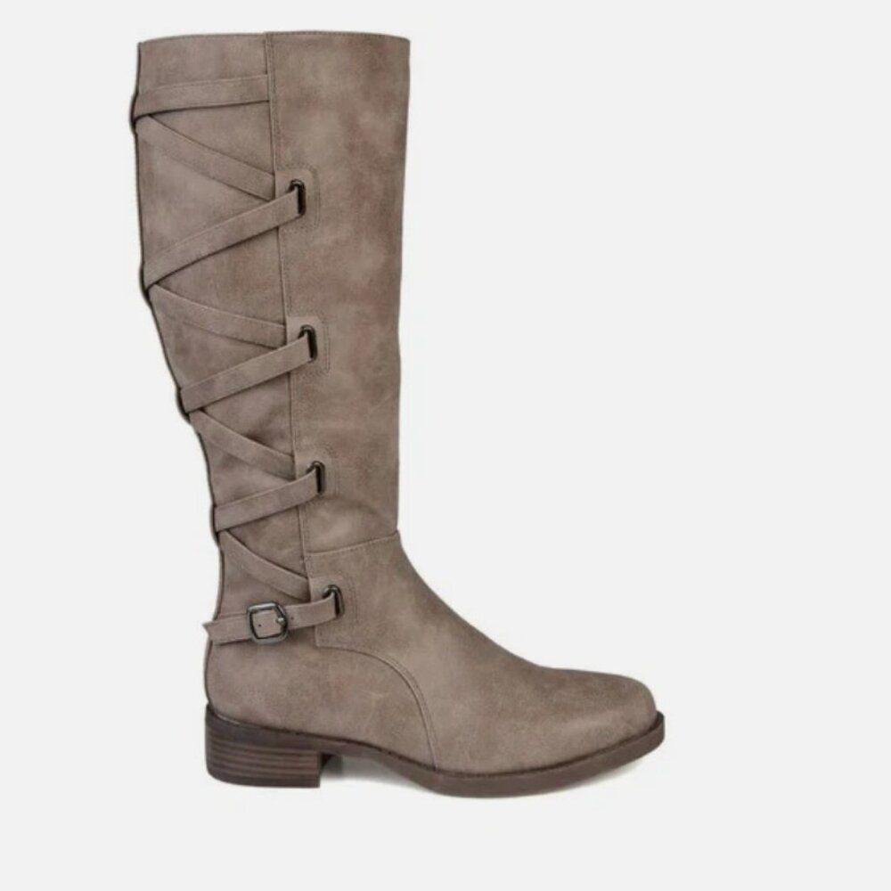 Journee Collection Women's 7.5 M Brown Carly Zip Up Knee High Boots NEW
